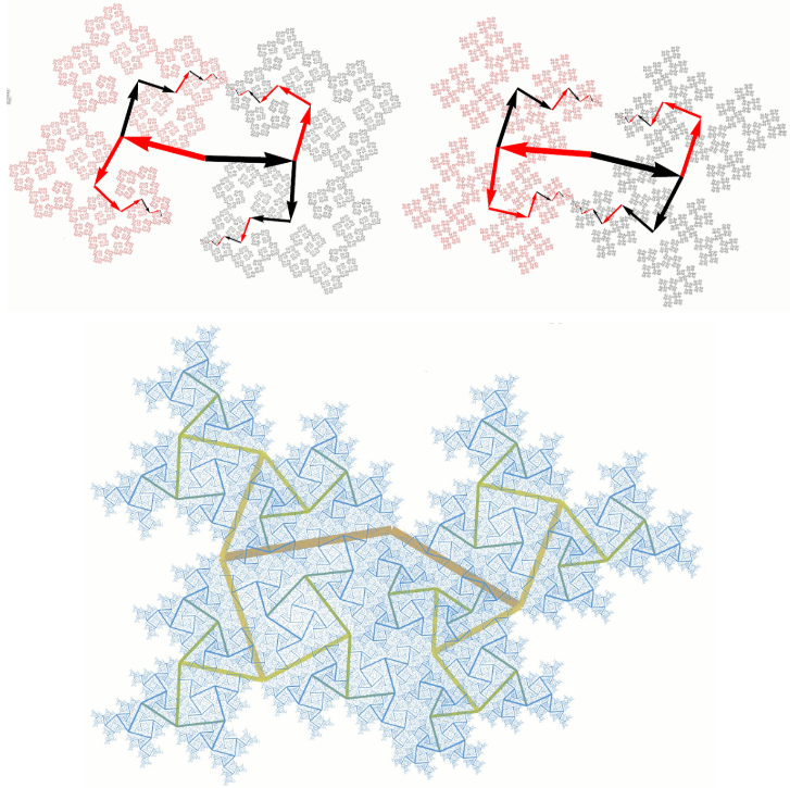 Plane-filling binary complex tree encoded by a pair of algebraic numbers