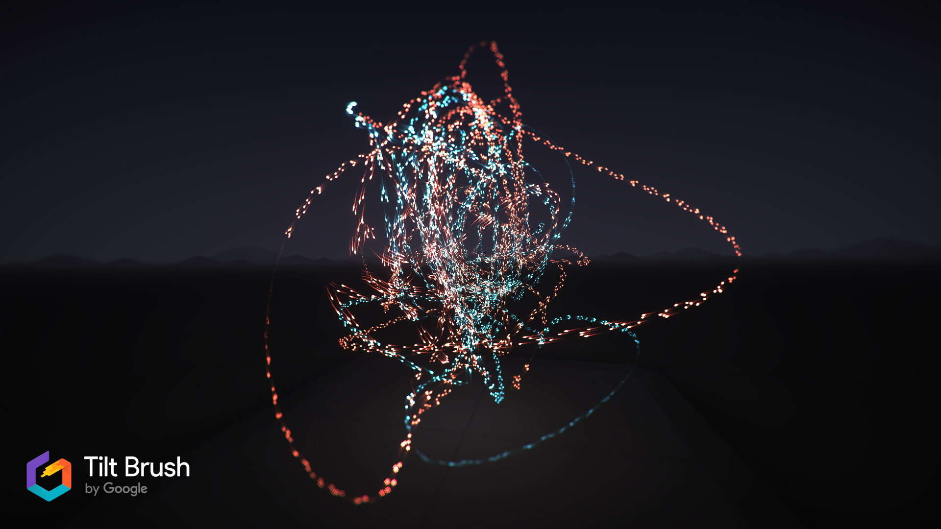 One result of drawing the movements from the video in Google Tiltbrush in VR.