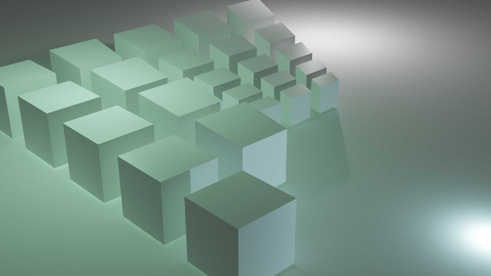 Blender rendering of cubes undergoing projective transformations