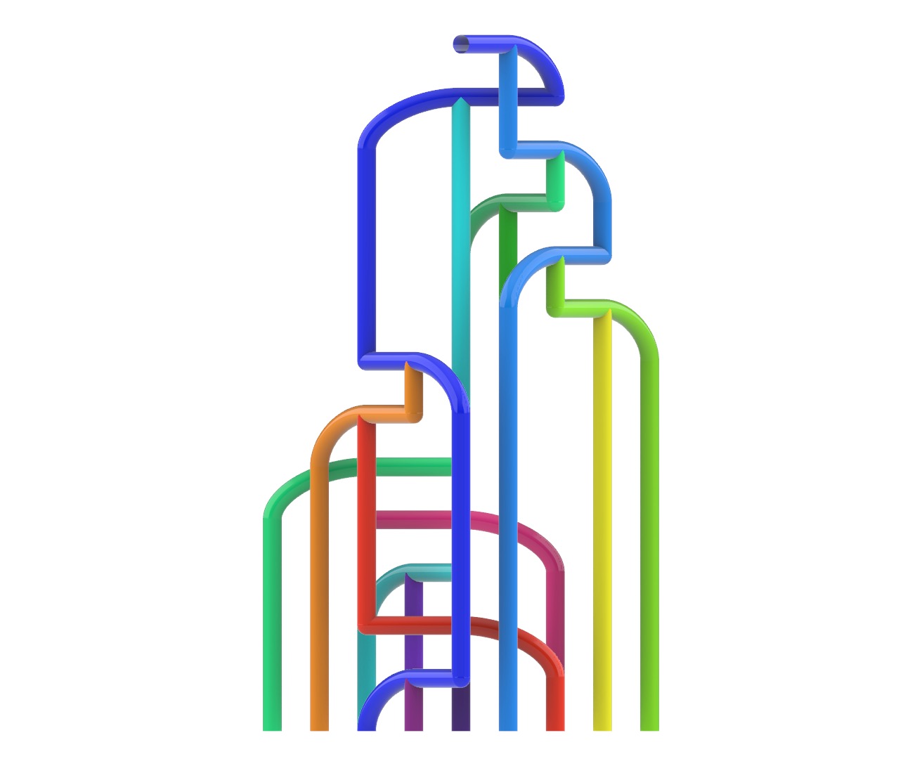 Flat side view of solution sculpture